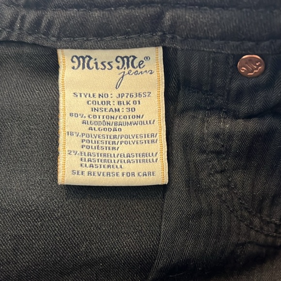 Miss Me Black 01 Signature Skinny Jeans Style JP7636S2 Size 31x30 - Picture 15 of 16
